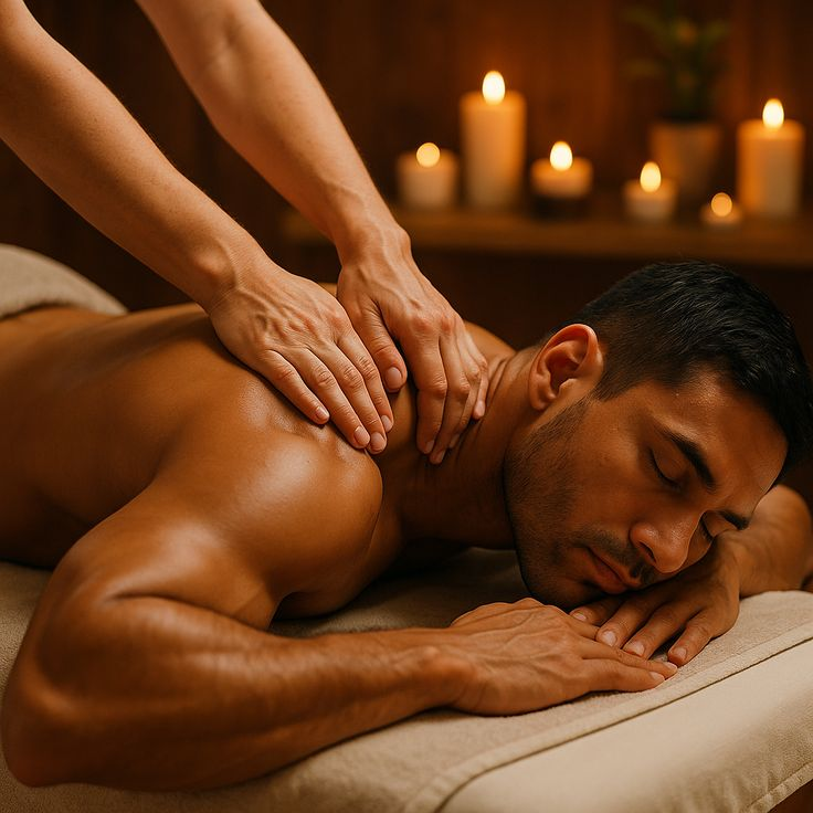 Homem recebendo massagem relaxante